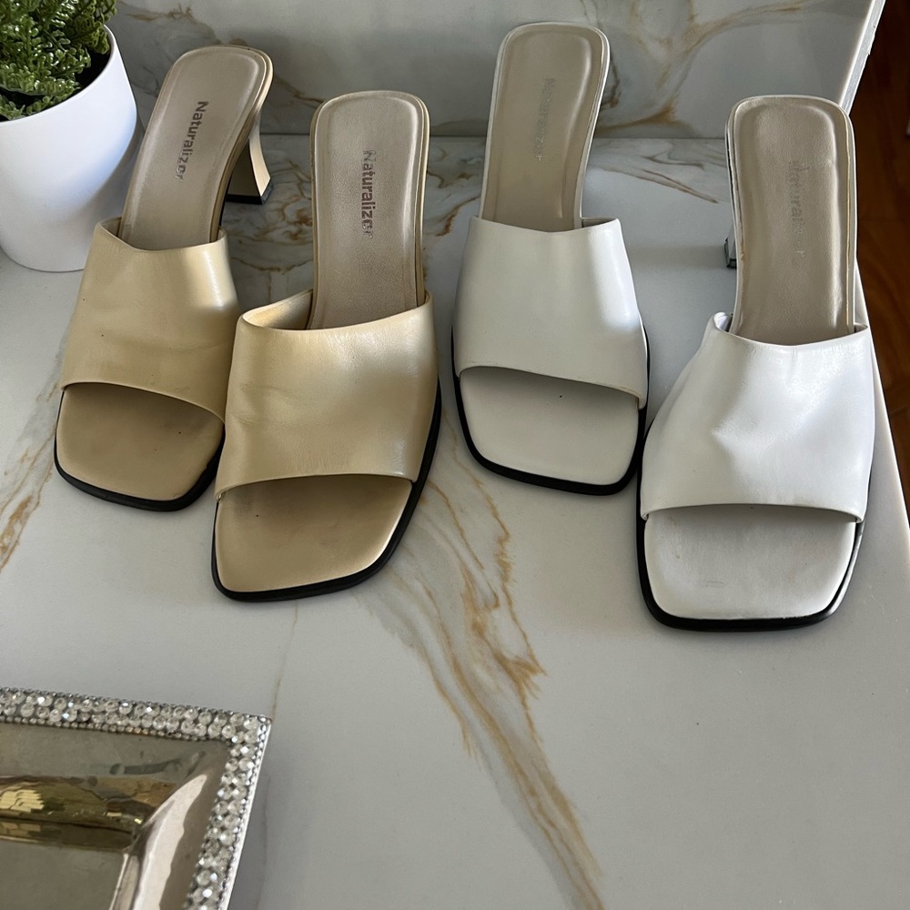 Naturalizer Women's Mules - Tan and White